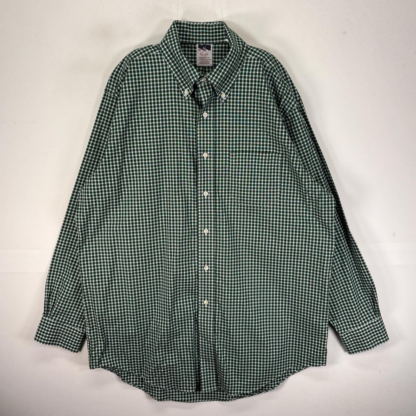 古着 ブルックスブラザーズ Brooks Brothers 長袖シャツ BD 1818 胸ポケ L  グリーン系 チェック メンズ