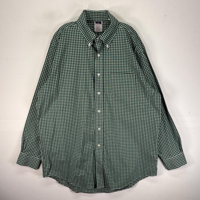 古着 ブルックスブラザーズ Brooks Brothers 長袖シャツ BD 1818 胸ポケ L グリーン系 チェック メンズ