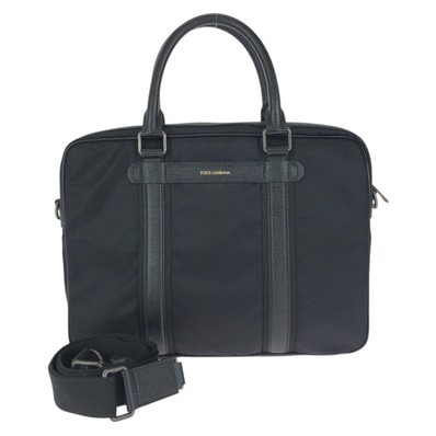 美品 DOLCE&GABBANA ドルチェアンドガッバーナ 2way ブラック 黒 ガンメタ金具 ナイロン レザー/ ビジネスバッグ ブリーフケース ショルダーバッグ 602496 【中古】