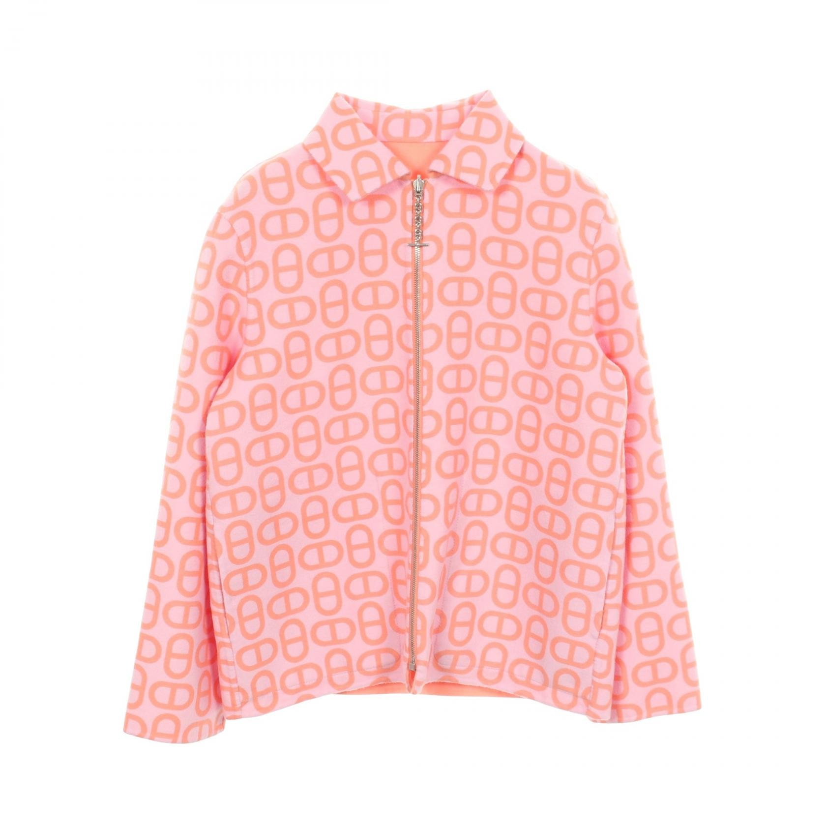 エルメス HERMES シェーヌダンクル リバーシブル ジップアップ 衣料品 アウター カシミヤ ピンク レディース ピンク系 / オレンジ系 3E0134D1 【中古】