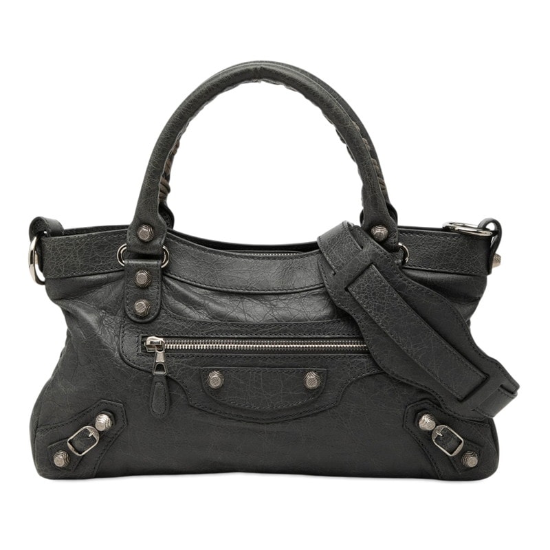 バレンシアガ ジャイアント ファースト ハンドバッグ ワンショルダーバッグ 285433 グレー レザー レディース BALENCIAGA 【中古】