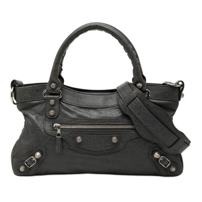 バレンシアガ ジャイアント ファースト ハンドバッグ ワンショルダーバッグ 285433 グレー レザー レディース BALENCIAGA 【中古】