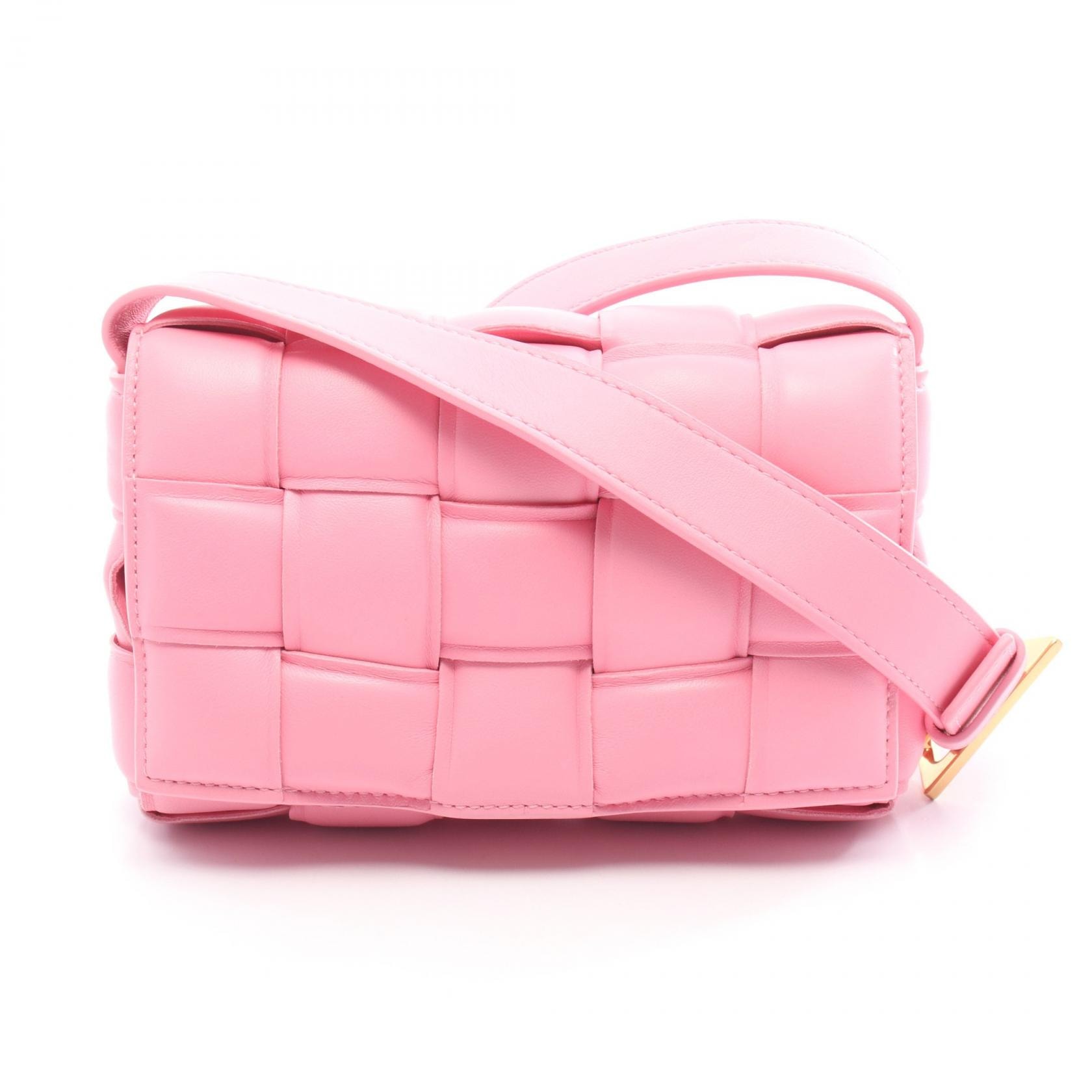 ボッテガヴェネタ BOTTEGA VENETA パデット カセット イントレチャート ショルダーバッグ バッグ レザー レディース ピンク系 【中古】