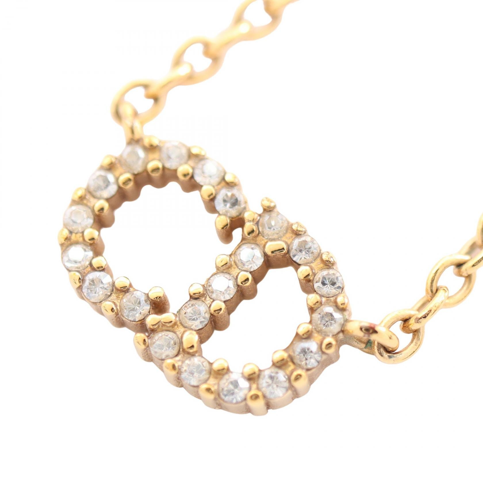 ディオール Dior CDロゴ ネックレス ジュエリー GP(ゴールドメッキ) ラインストーン レディース ゴールド系 / クリア系 【中古】