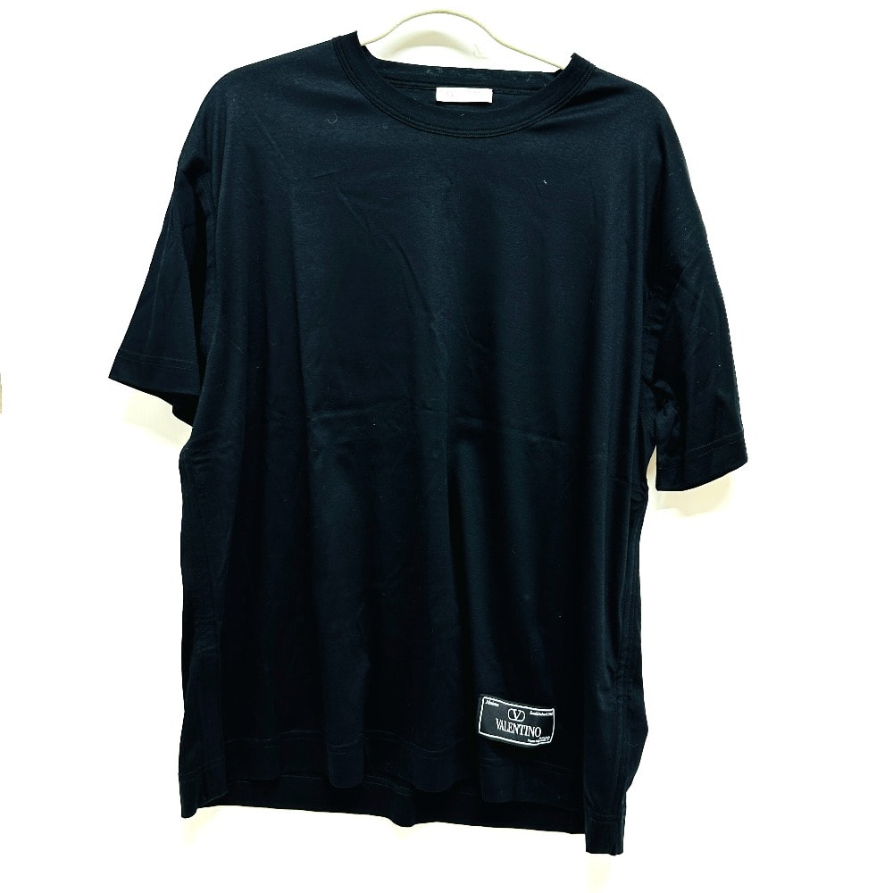 ヴァレンチノ VALENTINO ロゴ テーラーリングラベル アパレル 半袖Tシャツ コットン ブラック 新品同様