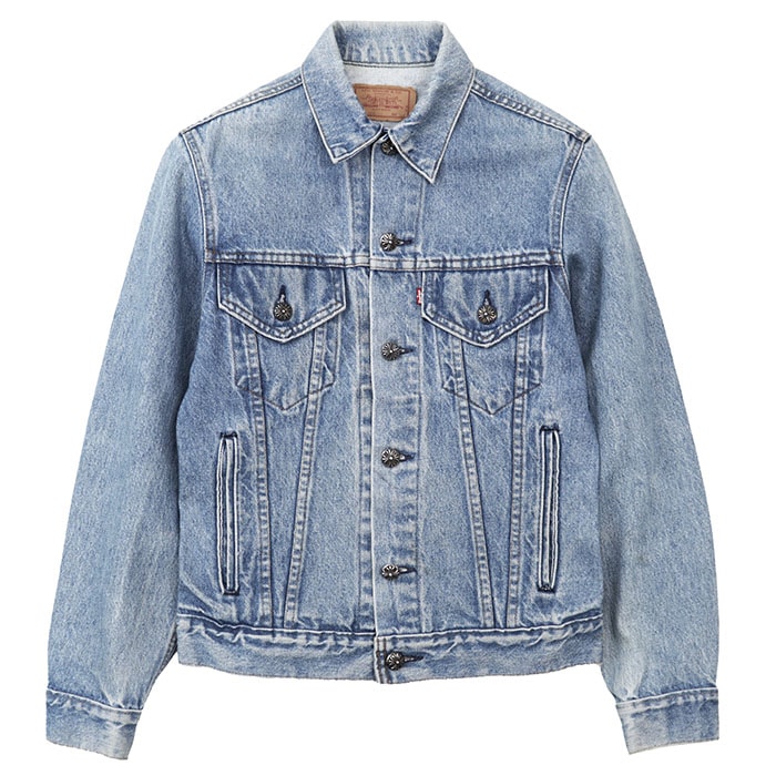 CHROME HEARTS クロムハーツ デニムジャケット サイズ 34R メンズ ×Levi’s リーバイス Gジャン セメタリークロス パッチ カスタムオーダー アウター ライトインディゴ 米国製