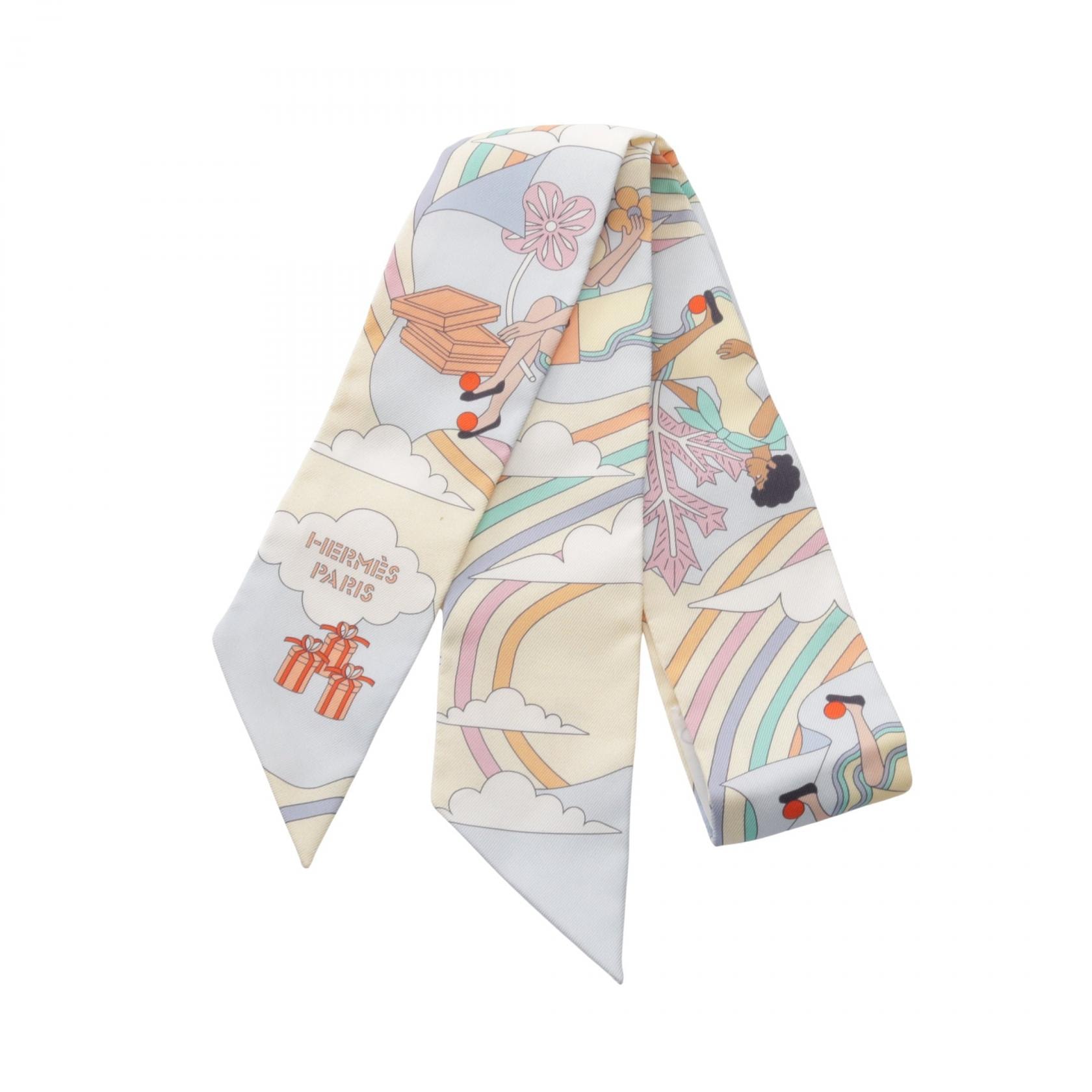 エルメス HERMES ツイリー CARRES VOLANTS リボン スカーフ 衣料品 シルク シルク レディース マルチカラー 【中古】