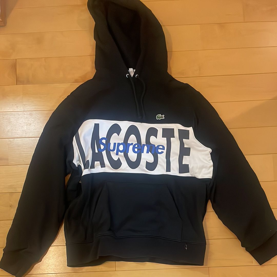 Supreme / Lacoste Logo Panel Hooded Sweatshirt "Black"