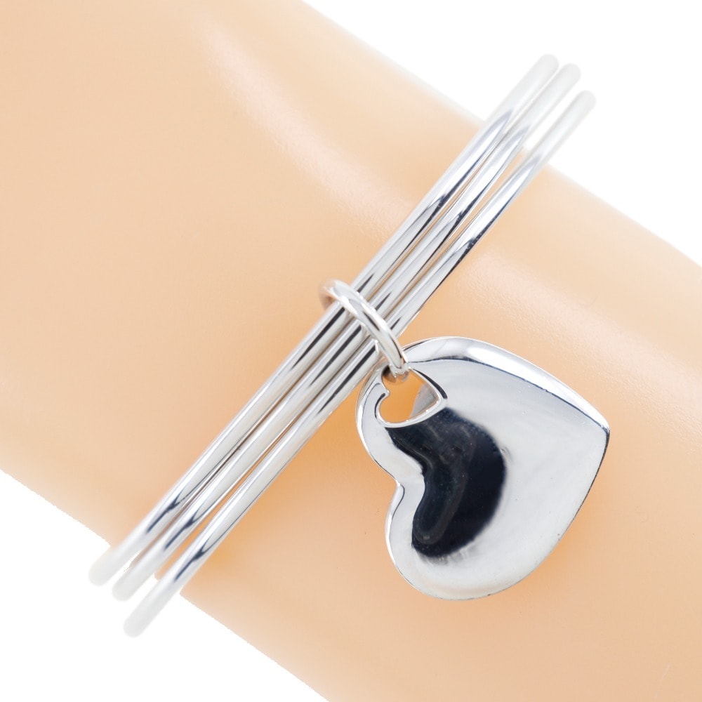 ティファニー ダブルハート 3連 レディースバングル