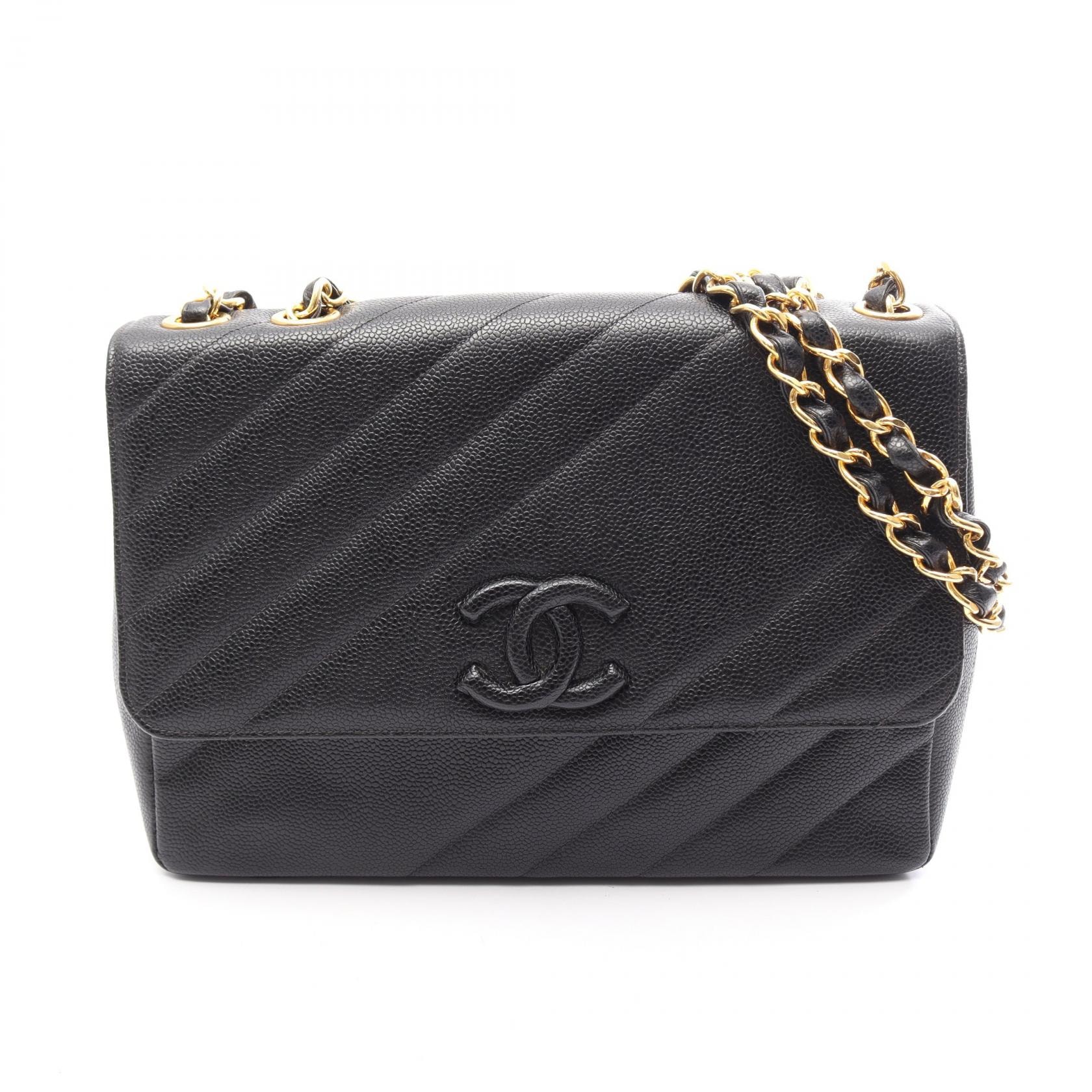 シャネル CHANEL バイアスステッチ ココマーク ショルダーバッグ バッグ キャビアスキン(グレインドカーフ) レディース ブラック系 【中古】
