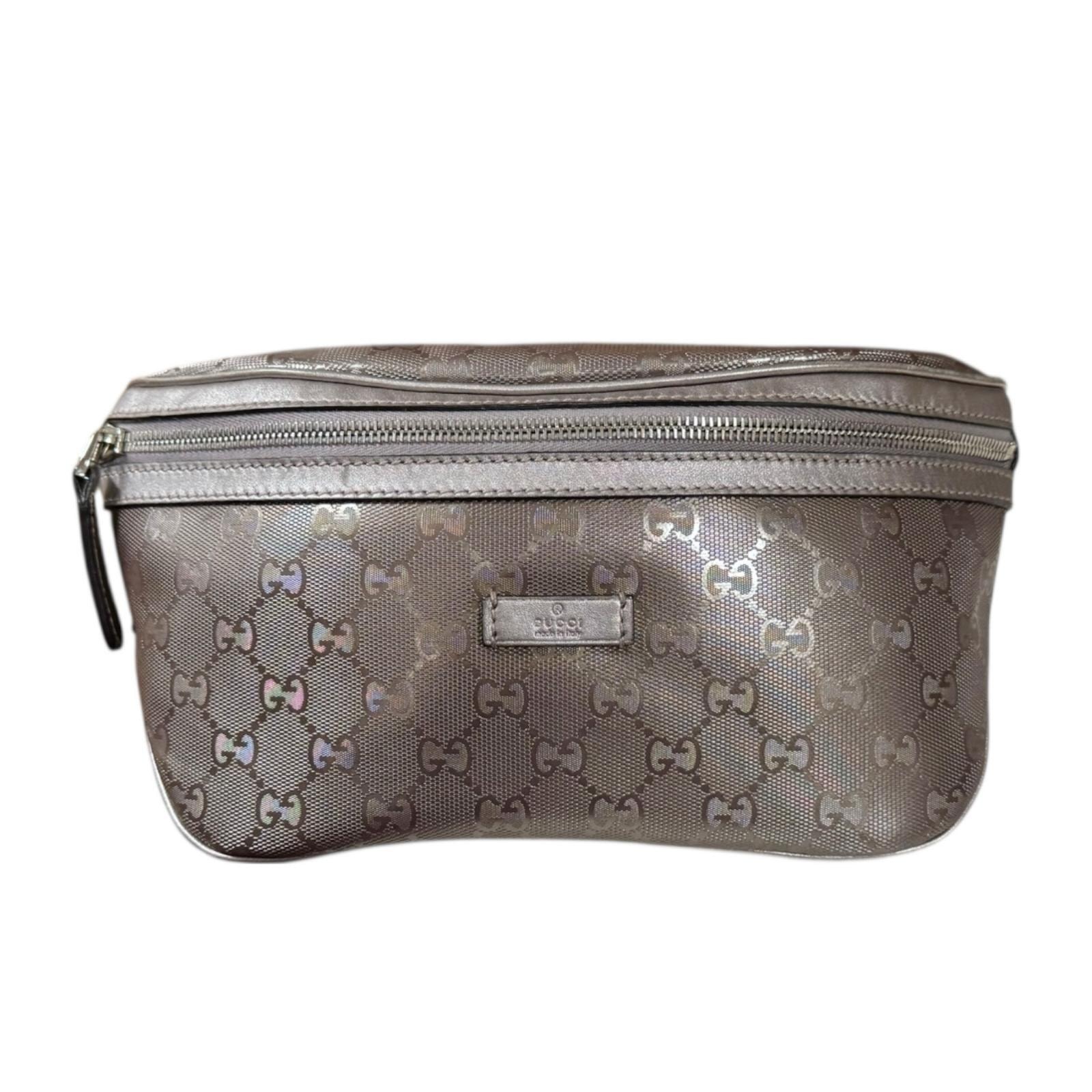 グッチ GGインプリメ ボディバッグ PVCコーティングキャンバス 233269 シルバー レディース GUCCI 中古
