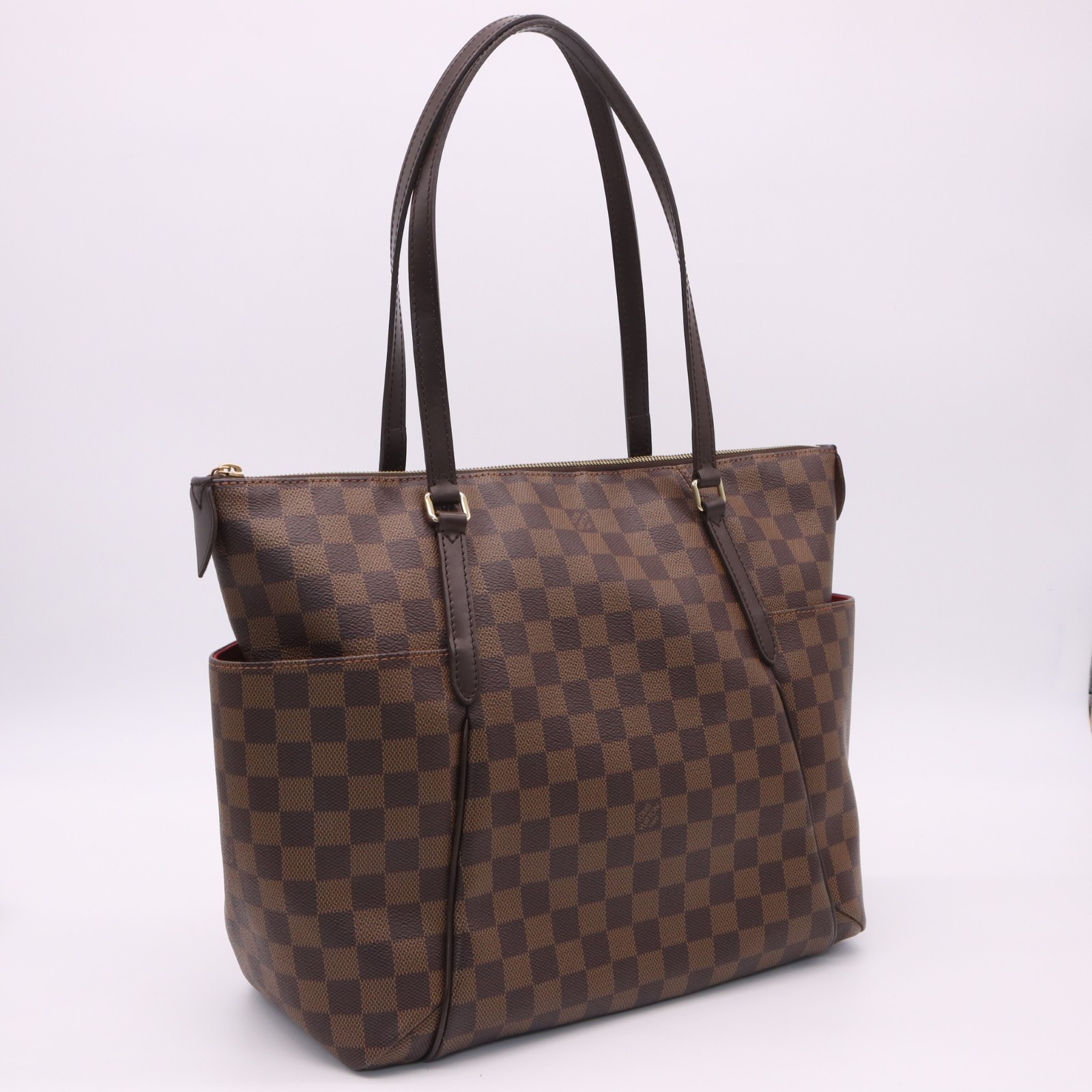 美品 LOUIS VUITTON ルイ・ヴィトン ダミエ トータリーMM N41281 ハンドバッグ ブラウン ベージュ コーティングキャンバス レザー レディース