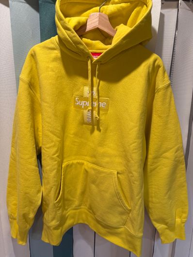 Supreme Cross Box Logo Hooded Sweatshirt "Yellow"