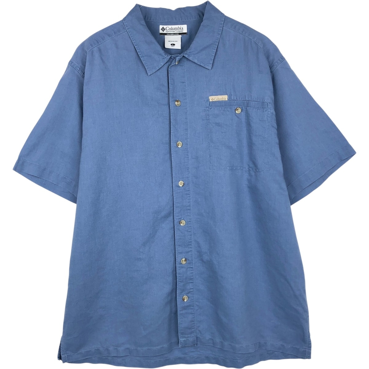 古着 コロンビア Columbia 半袖 ラミー×コットンシャツ ボックスシャツ メンズL相当/eaa650799