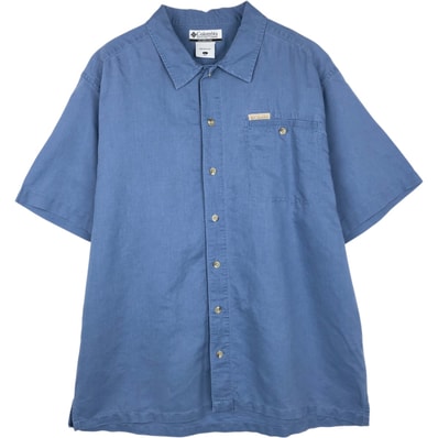古着 コロンビア Columbia 半袖 ラミー×コットンシャツ ボックスシャツ メンズL相当/eaa650799