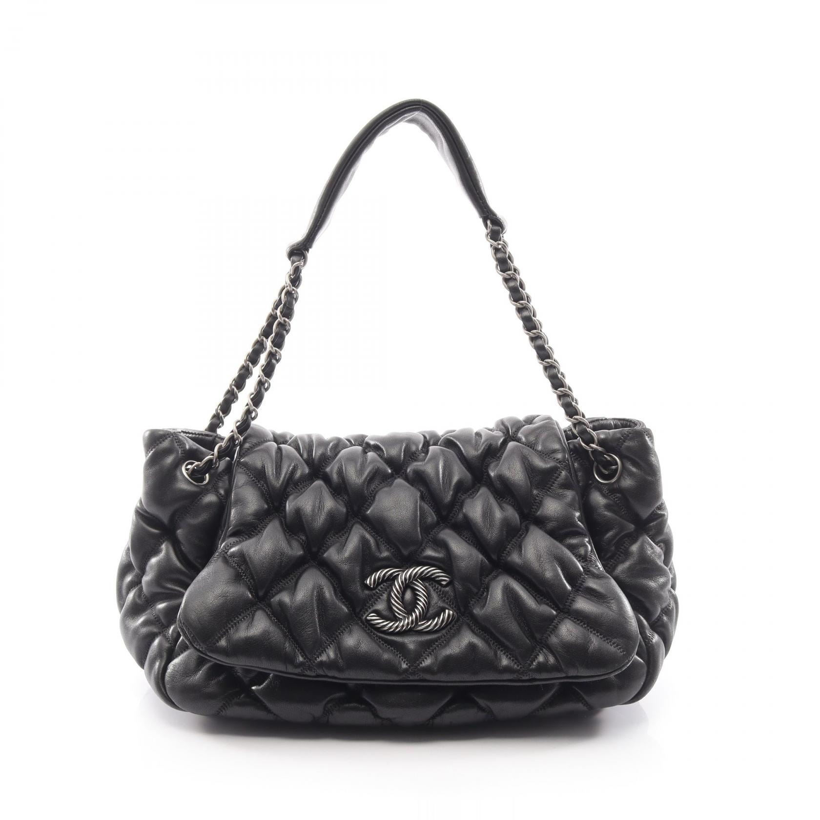 シャネル CHANEL バブルキルト ショルダーバッグ バッグ ラムスキン(羊革) レディース ブラック系 【中古】