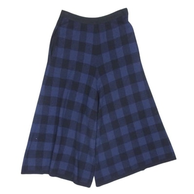 DIESEL ディーゼル パンツ ニット チェック ワイドパンツ ガウチョパンツ ネイビー系 XS【中古】