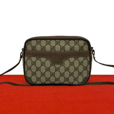 GUCCI グッチ GG ロゴ 柄 レザー PVC ショルダーバッグ ブラウン
61607