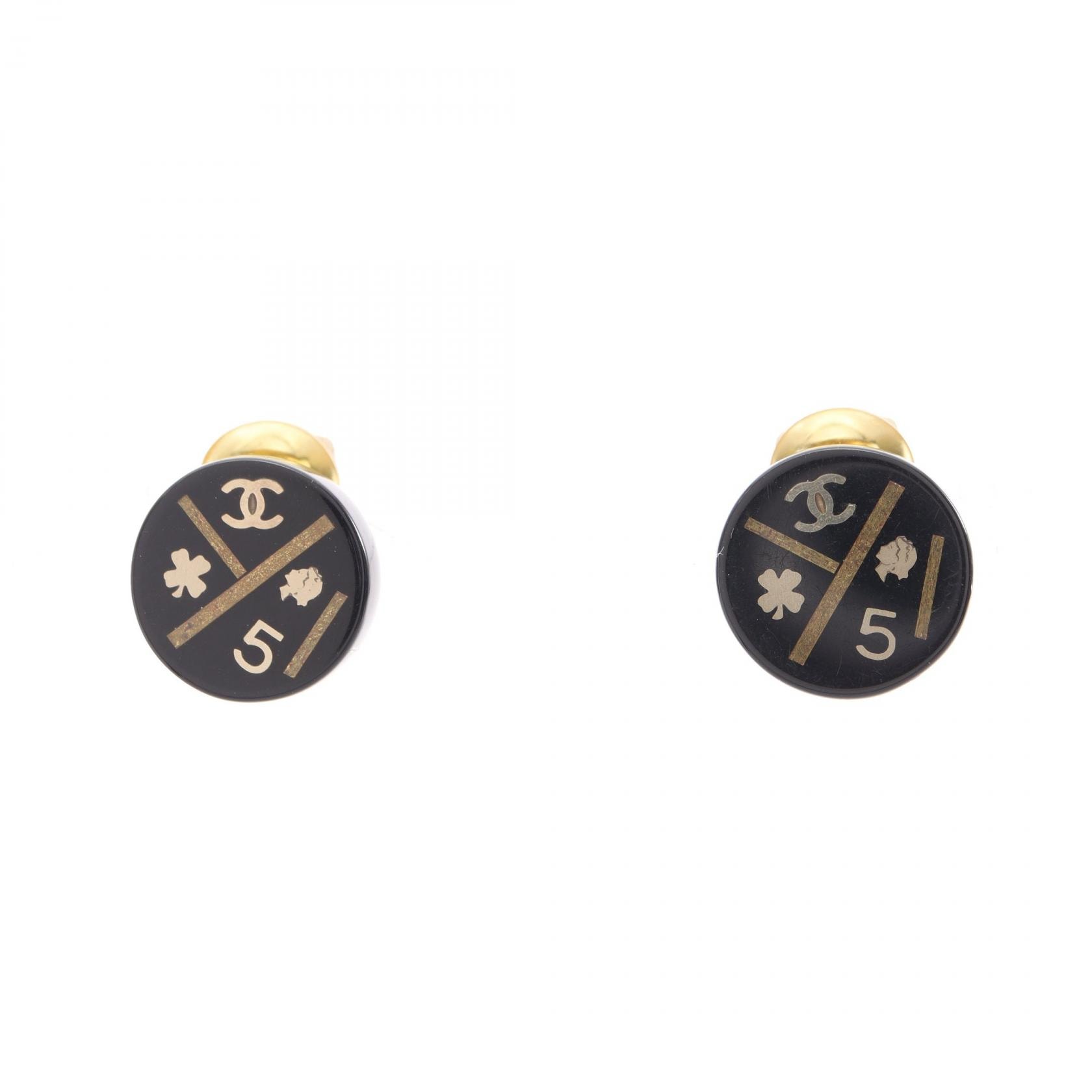 シャネル CHANEL ココマーク アイコン イヤリング ジュエリー プラスチック レディース ブラック系 / ゴールド系 【中古】