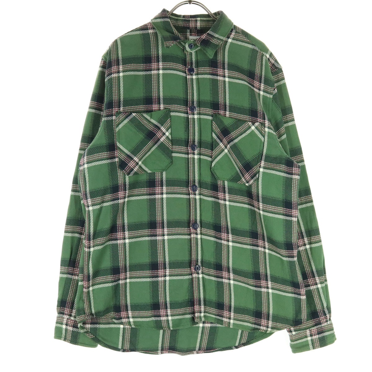 ZARA ザラ チェック柄 長袖 コットンシャツ M グリーン