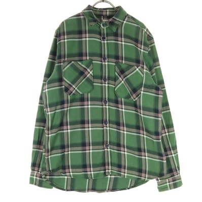 ZARA ザラ チェック柄 長袖 コットンシャツ M グリーン