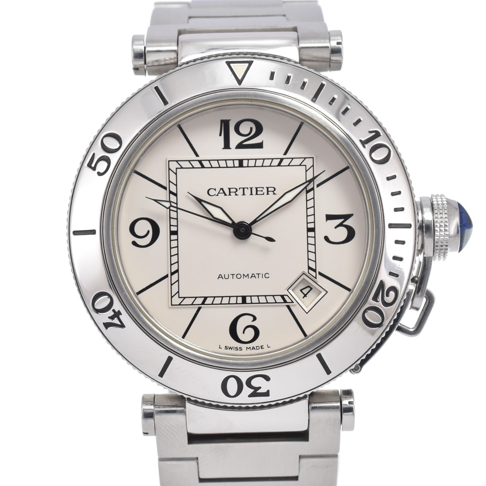 カルティエ CARTIER W31080M7 パシャ シータイマー シルバー 自動巻き メンズ 美品 腕時計 L#150986