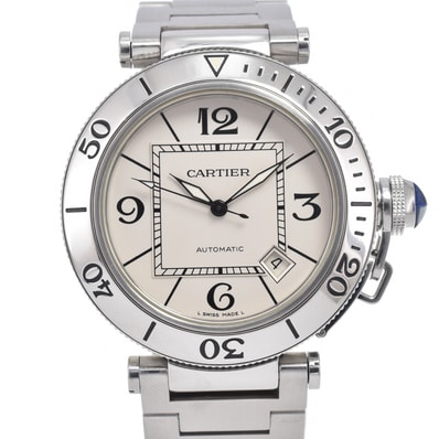 カルティエ CARTIER W31080M7 パシャ シータイマー シルバー 自動巻き メンズ 美品 腕時計 L#150986