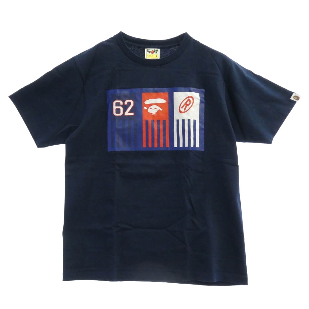 A BATHING APE アベイシングエイプ Tシャツ フェイス ナンバリング 62 クルーネック 半袖 Tシャツ ネイビー系 M【中古】