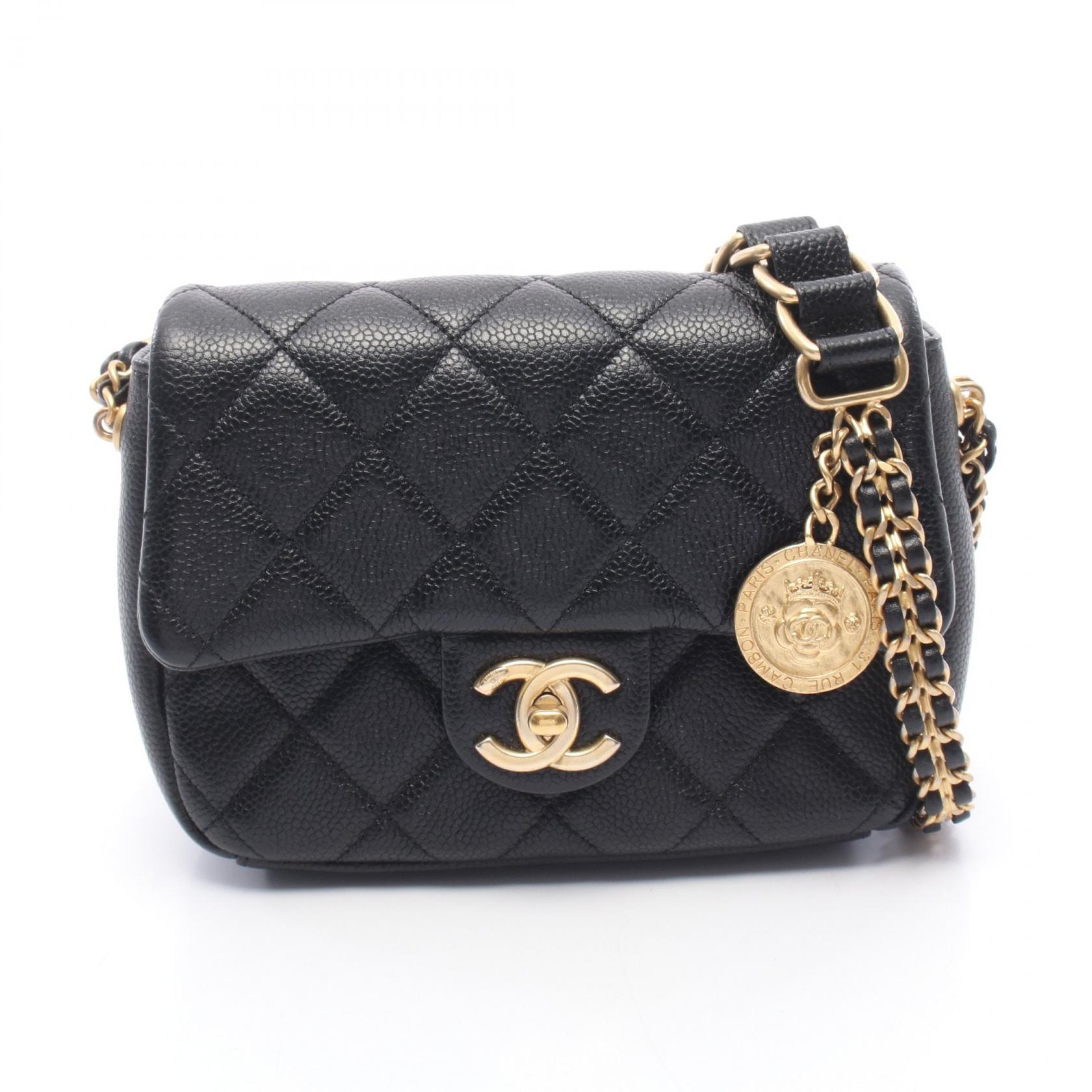 シャネル CHANEL ミニマトラッセ ショルダーバッグ バッグ キャビアスキン(グレインドカーフ) レディース ブラック系 【中古】