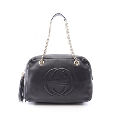 グッチ GUCCI ソーホー インターロッキングG ショルダーバッグ バッグ レザー レディース ブラック系 353126 【中古】