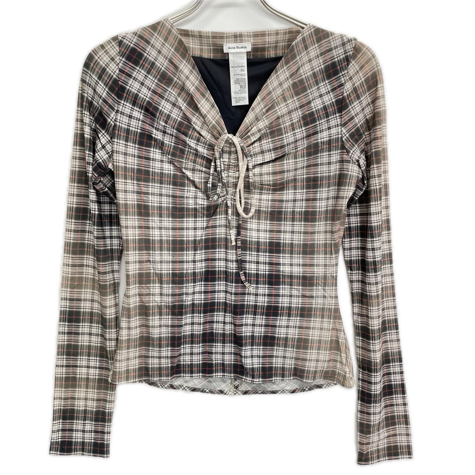 アクネ ストゥディオズ 25AW ベージュ シャーリングチェックストレッチジャージートップス M