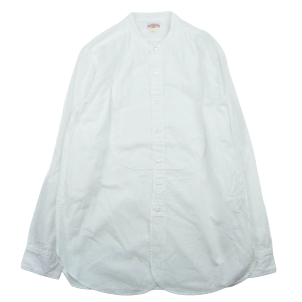 The REAL McCOY'S ザリアルマッコイズ MS20017 DOUBLE DIAMOND CHAMBRAY BAND COLLAR SHIRT シャンブレー バンドカラー ノーカラー 長袖 シャツ ホワイト系 15【美品】【中古】