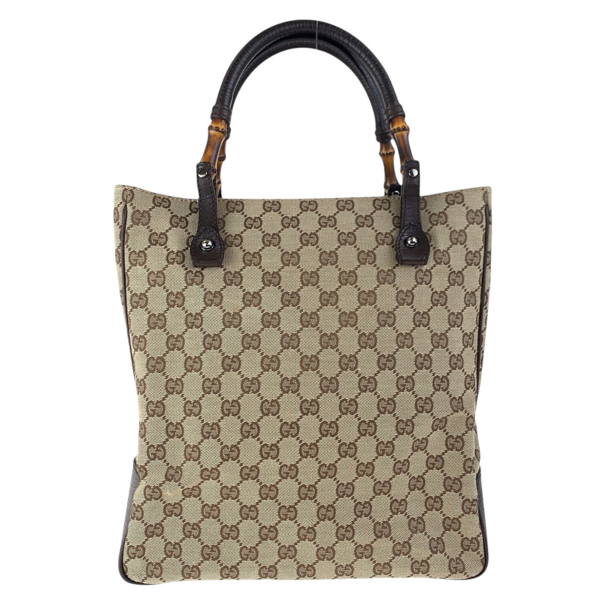 美品 GUCCI グッチ バンブー ベージュ ブラウン シルバー金具 GGキャンバス トートバッグ ハンドバッグ 601837 【中古】