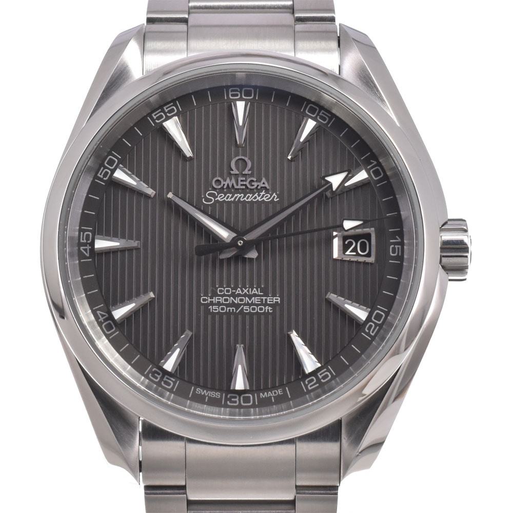 オメガ OMEGA 231.10.42.21.06.001 シーマスター アクアテラ デイト グレー 自動巻き メンズ 美品 保証書付き 腕時計 L#151088