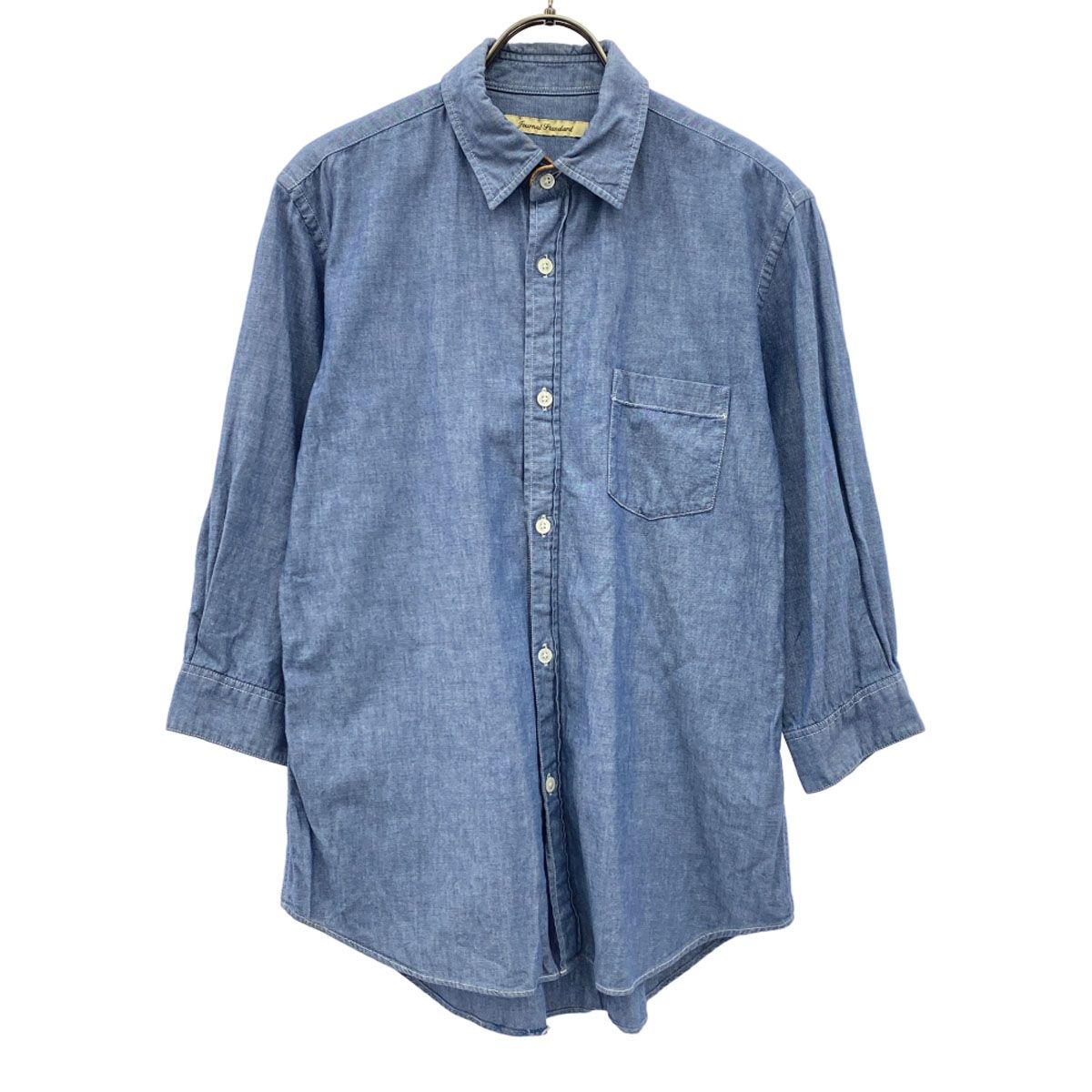 JOURNAL STANDARD ジャーナルスタンダード 日本製 7分袖 シャンブレーシャツ M ブルー コットンシャツ