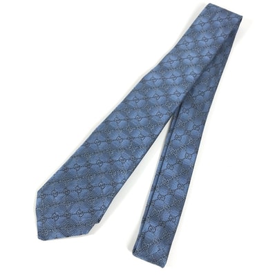 グッチ GUCCI GG ロゴ 408869 アクセサリー スーツ ネクタイ シルク ブルー 未使用