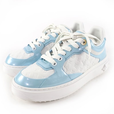 美品 ルイヴィトン スニーカー タイムアウト・ライン ライトブルー 37