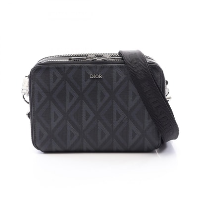 ディオール Dior CDダイヤモンド メッセンジャーポーチ ショルダーバッグ バッグ PVCコーティングキャンバス レザー メンズ ブラック系 【中古】