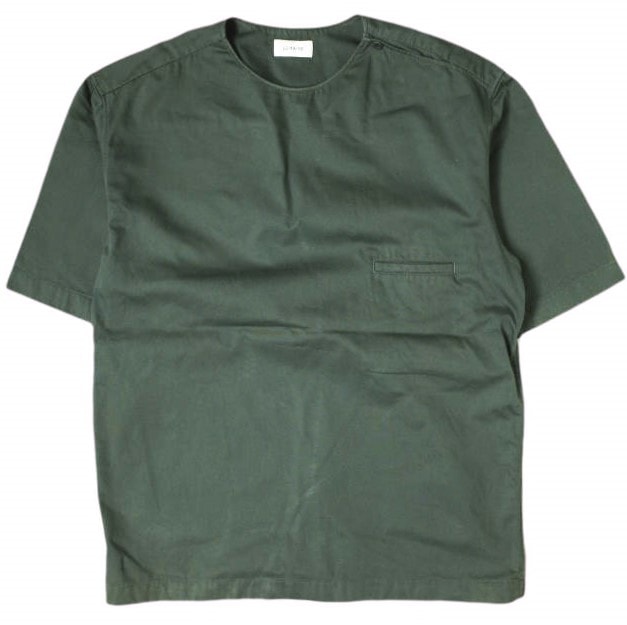 LEMAIRE ルメール 22SS BUTTON NECK TOP コットンツイル ボタンネックプルオーバーシャツ M221 TO132 LF729 46 DARK SLATE GREEN 半袖 トップス g20013