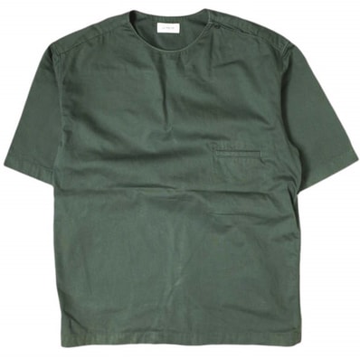 LEMAIRE ルメール 22SS BUTTON NECK TOP コットンツイル ボタンネックプルオーバーシャツ M221 TO132 LF729 46 DARK SLATE GREEN 半袖 トップス g20013