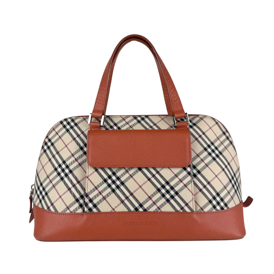 バーバリー BURBERRY ハンドバッグ キャンバス/レザー ベージュ/オレンジ シルバー レディース【中古】 z6566