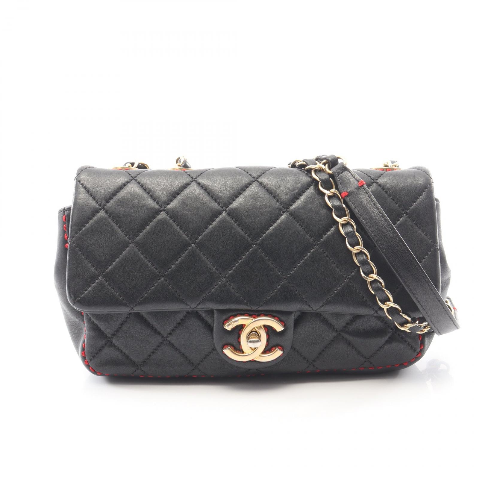 シャネル CHANEL マトラッセ シングルフラップ ショルダーバッグ バッグ ラムスキン(羊革) レディース ブラック系 【中古】