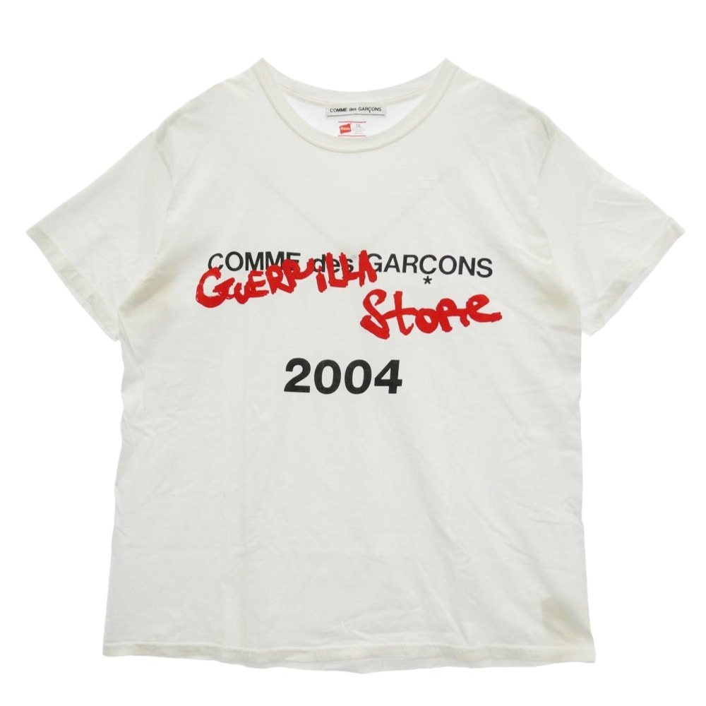 COMME des GARCONS コムデギャルソン . GUERRILLA STORE 2004 ロゴプリント 袖 Tシャツ カットソー ホワイト系 1【中古】