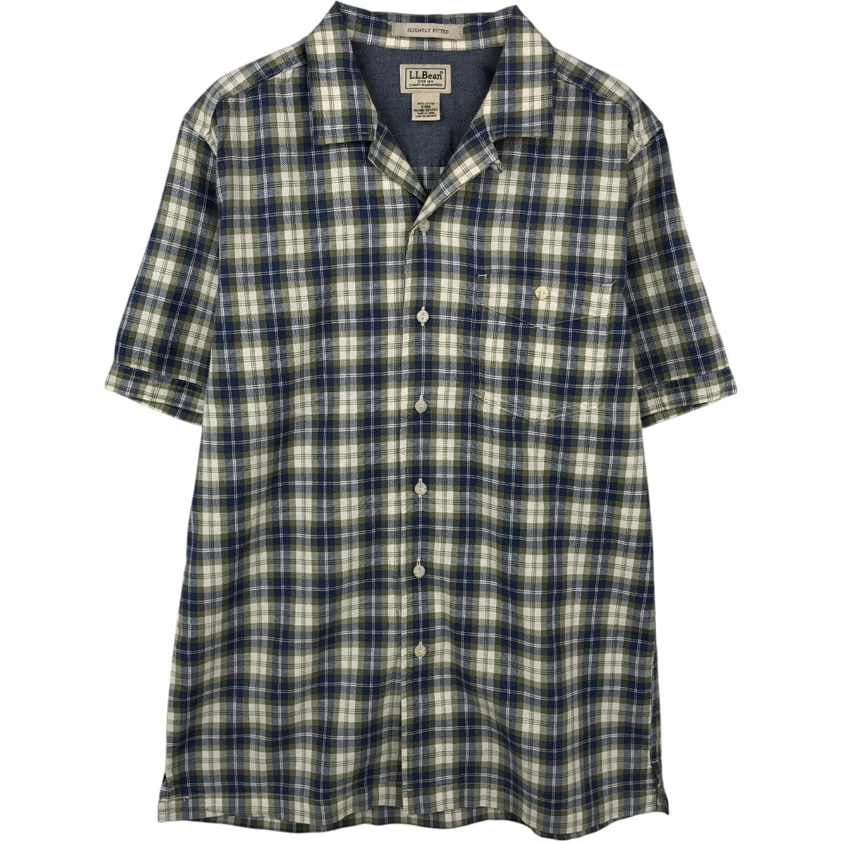 古着 90~00年代 エルエルビーン L.L.Bean SLIGHTLY FITTED チェック柄 半袖 オープンカラー コットンシャツ ボックスシャツ メンズS相当/eaa670698