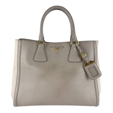 プラダ PRADA ハンドバッグ ショルダーバッグ レザー グレー レディース【中古】 z9424
