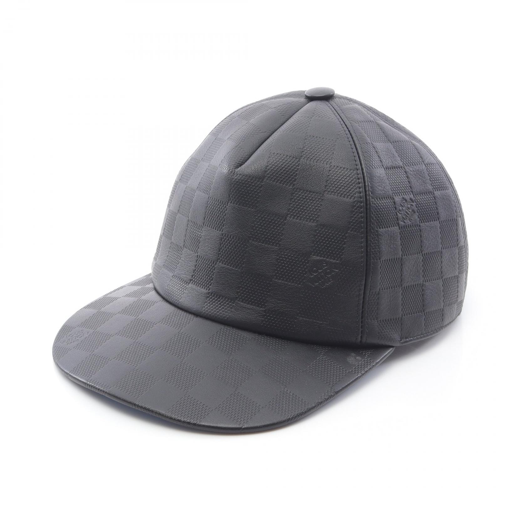 ルイ・ヴィトン LOUIS VUITTON キャスケット ダミエアンフィニ オニキス キャップ 帽子 レザー レディース ブラック系 M76562 【中古】