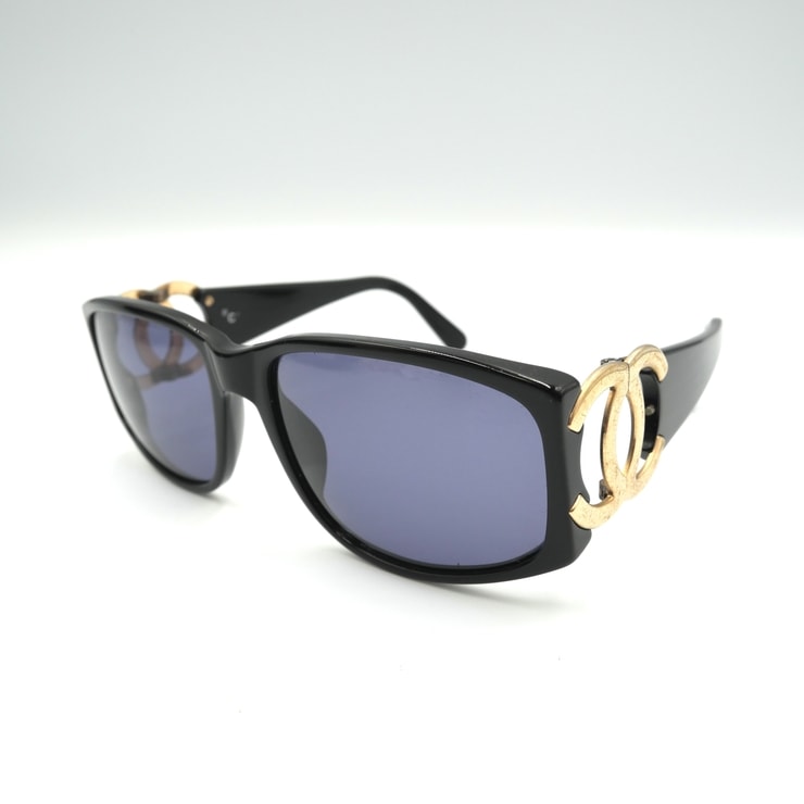 CHANEL(シャネル)ココマーク ヴィンテージ サングラス アイウェア ブラック ゴールド金具 レディース 01461 94305【中古】