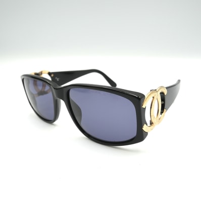 CHANEL(シャネル)ココマーク ヴィンテージ サングラス アイウェア ブラック ゴールド金具 レディース 01461 94305【中古】