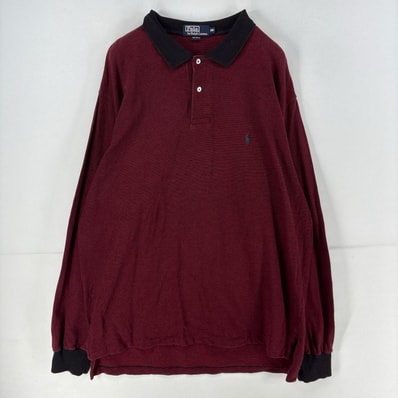 古着 ポロ・ラルフローレン POLO RALPH LAUREN 長袖シャツ ワンポイント 大きいサイズ 刺繍 ポロシャツ 2XL レッド系 メンズ