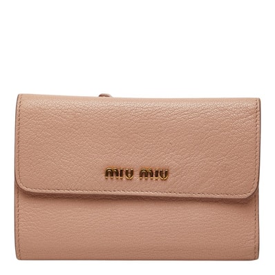 ミュウミュウ マドラス 二つ折り財布 5ML014 ピンク ゴートレザー レディース MIUMIU 中古